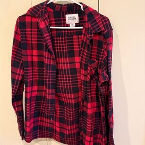 Field & Stream Red & Black Plaid Flannel Shirt Jacket